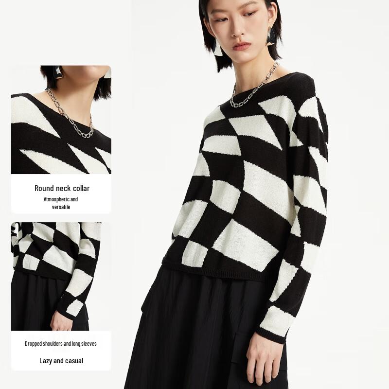 VEROMODA 2025 Spring Artistic Plaid Knit Sweater