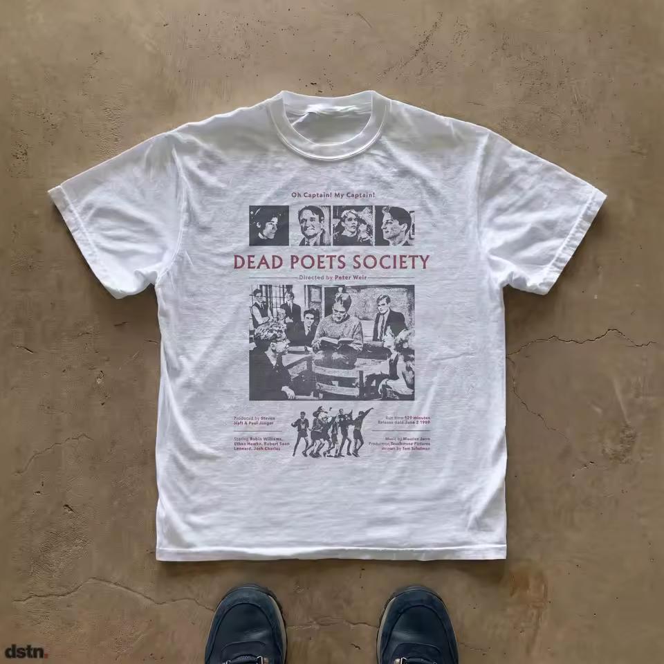Vintage Literary Drama Graphic T Shirt Men Women Short Sleeve Dead Poets Society Multi Scene Old Poster Art Cotton Daily Tops