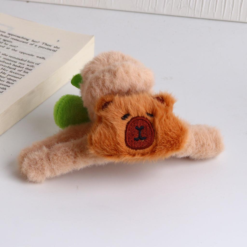 2024 Fluffy Onigiri Doll Hair Clip for Women - Large Plush Shark Claw Accessory for Autumn/Winter