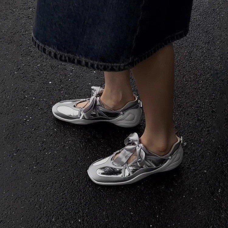 Lace ballet single shoes for women 2025 summer new versatile platform Mary Jane summer breathable sports sandals for women