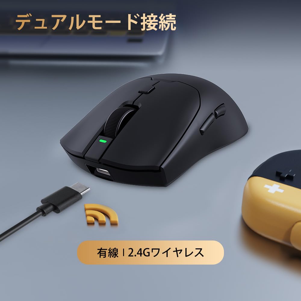 Delux M700PRO Wireless Gaming Lightweight PAW3395 Sensor 26000 80 Million 90 Hours of 1000Hz Polling Rate Mouse, 59g, DPI, Clicks, Life, Dual-Mode