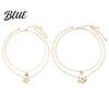 Shell Necklace Women Double-layered Starfish Charm Faux Pearl Decor Adjustable