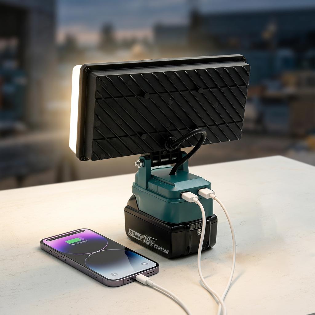 Cordless LED Work Light for Makita 18V Li-ion Battery FloodLight With 1 USB Portable LED Flashlight for Construction Work Light