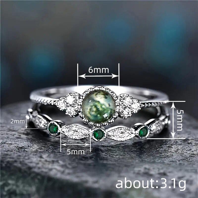 925 Sterling Silver Ring Set for Women Emerald Zircon Crystals Engagement Wedding Jewelry Glamour Gifts