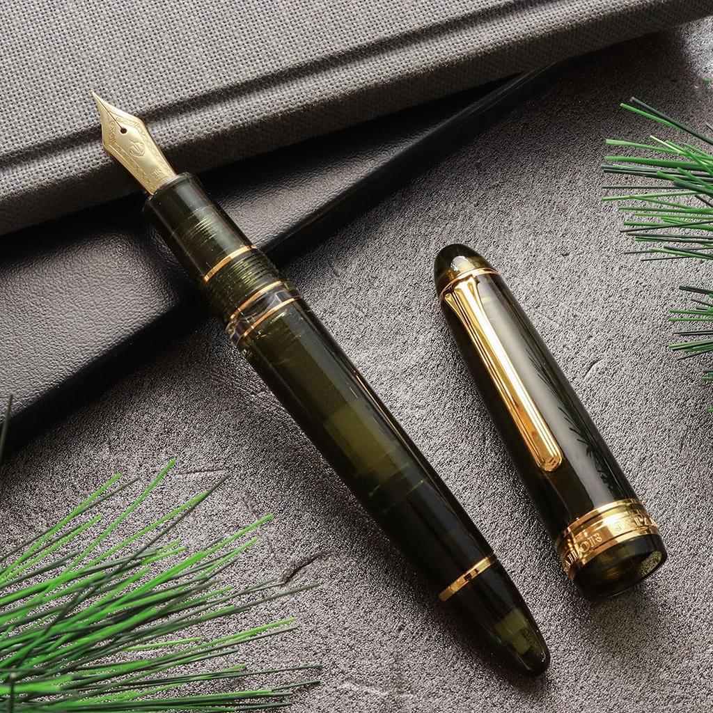 WANCHER Limited Edition SAILOR Original Profit Realo Champagne Dark Green 21K Gold Fountain Pen (F Fine Nib)