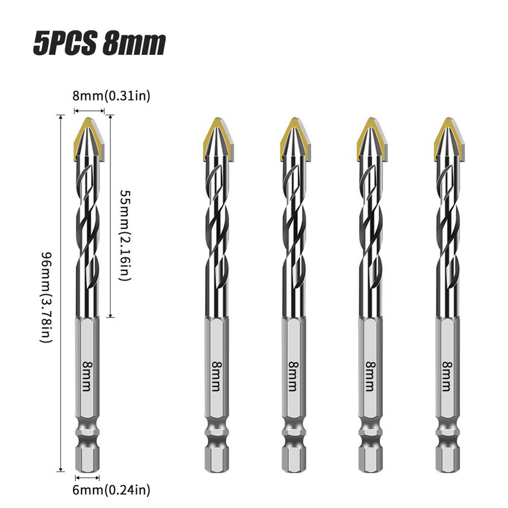 Tile Drill Bits Eccentric Hex-Shank Repair Tools 5 Pieces Masonry Drill Bits For Concrete For Tile Glass Wood Brick Marble