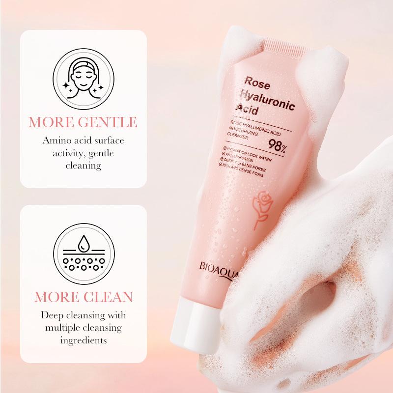Rose Hyaluronic Acid Nourishing Facial Cleanser Oil Control Cleanser Gentle Cleanser