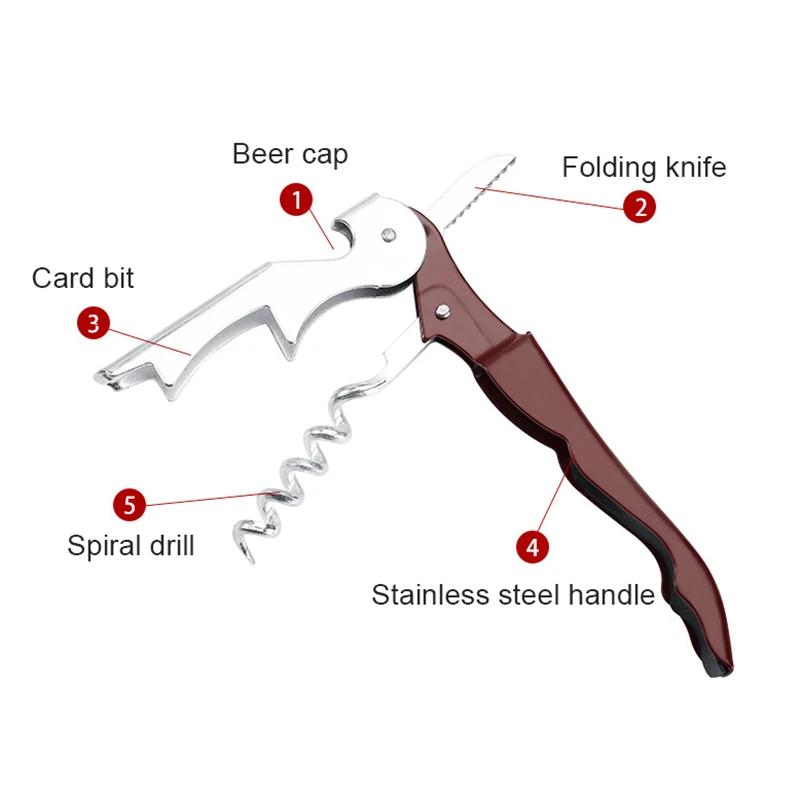 Multifunktionale 2-in-1-Flaschenöffner aus Edelstahl, Weinkorkenzieher, Korkenzieher, Bierdeckel-Entferner, Küchenhelfer, Bar-Zubehör