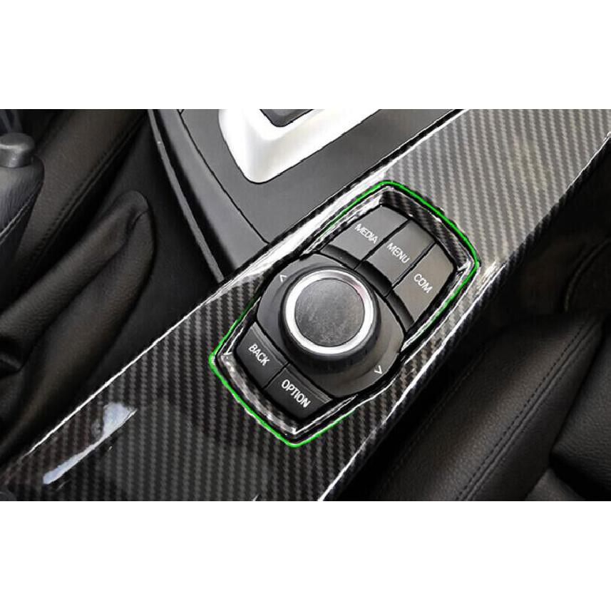 Carbon Fiber Style Console Multimedia Button Frame Decor For BMW F20 F21 F22 F23
