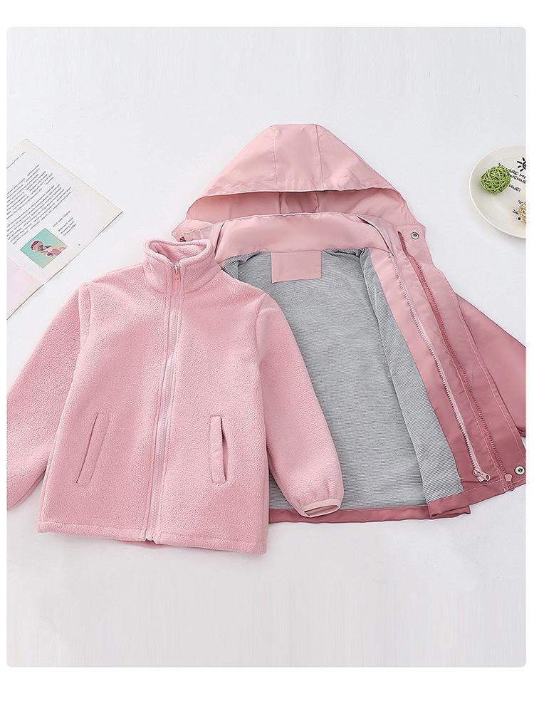 Mädchen 3-in-1 Abnehmbarer Windbreaker: 2025 Fleecegefütterte Jacke für Frühling, Herbst und Winter