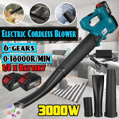 388VF 3000W Akülü Hava Üfleyici Yüksek Güçlü Kar Üfleyici Taşınabilir Elektrikli Şarj Edilebilir Yaprak Üfleyici 2 Pil ile