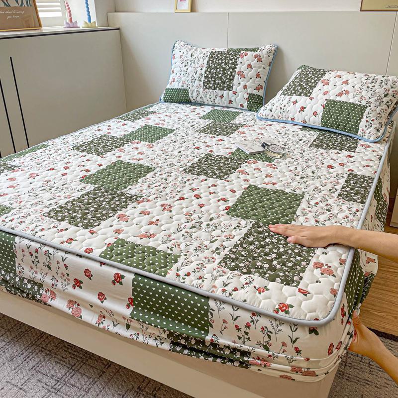 

Quilted Mattress Cover Simple Print Bed Cover Thickened Fitted Sheet Home Elastic Bed Linen fundas de colchón (No Pillowcase) Single 90x200cm 1pc