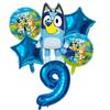6 Stück Familie Bluey Aluminiumballon Cartoon Bingo Aktivität Spielzeug Blau Gold Stern Ballon Dekoration Sammlung Geburtsdatum Feier Babyparty Zubehör