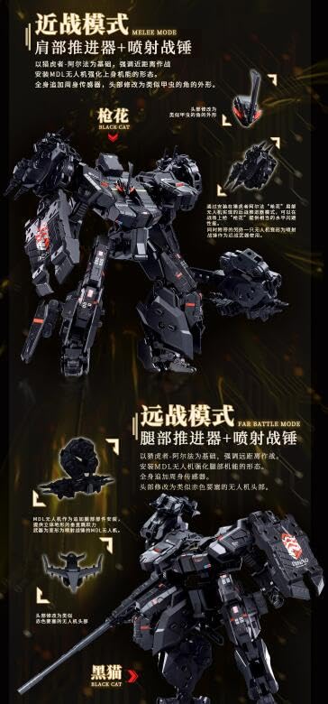 Daihicho Manufacturing BIGFIREBIRDBUILD BLACK CAT SMOKEY TIGER V Painted Alloy Movable Figure Body X2 "Smoke Tiger" "Flower" BV-02 "Deluxe Edition"