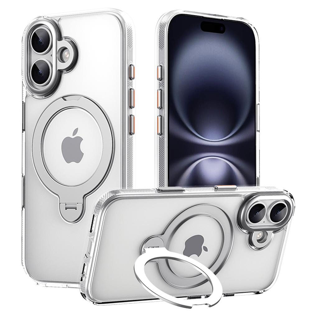 

For iPhone 17 Case Compatible with MagSafe Drop Proof TPU PC Kickstand Phone Cover Transparent
