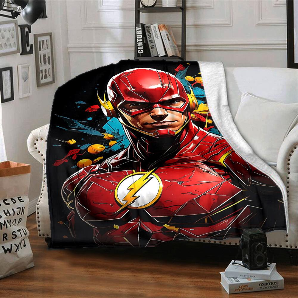 1pc Flash superhero Blanket Lightweight Flannel Throw For Sofa, Bed, Travel, Livingroom, Office, Couch, Chair, And Bed