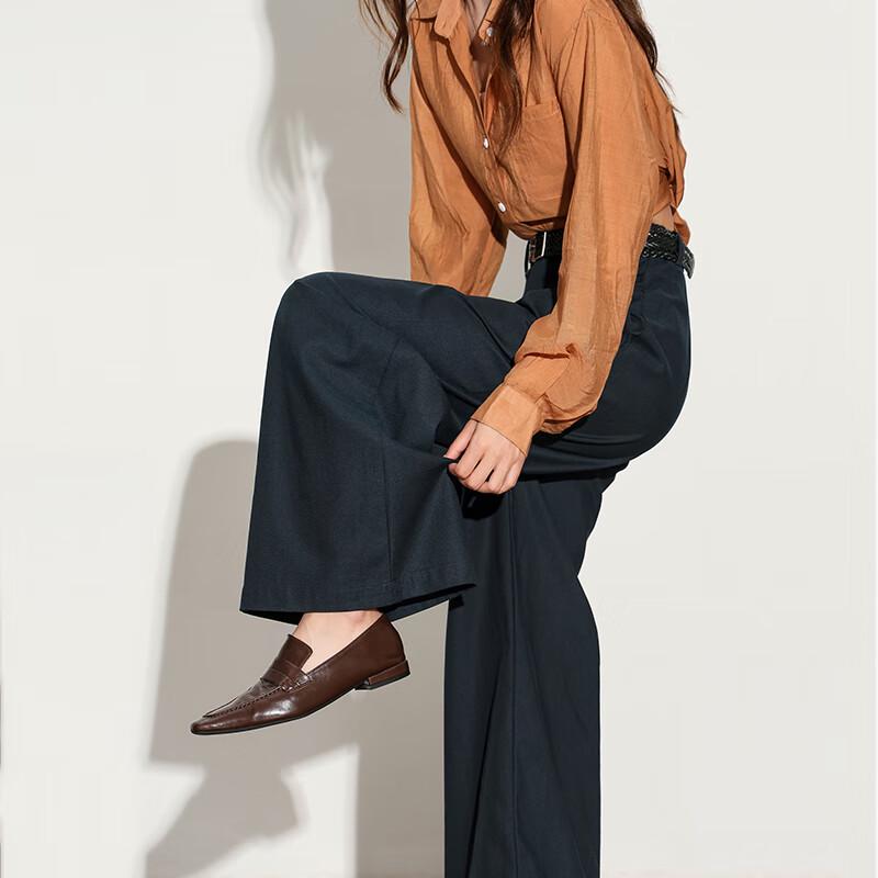 West Encounter Women's Retro Draped High-Waist Wide-Leg Pants