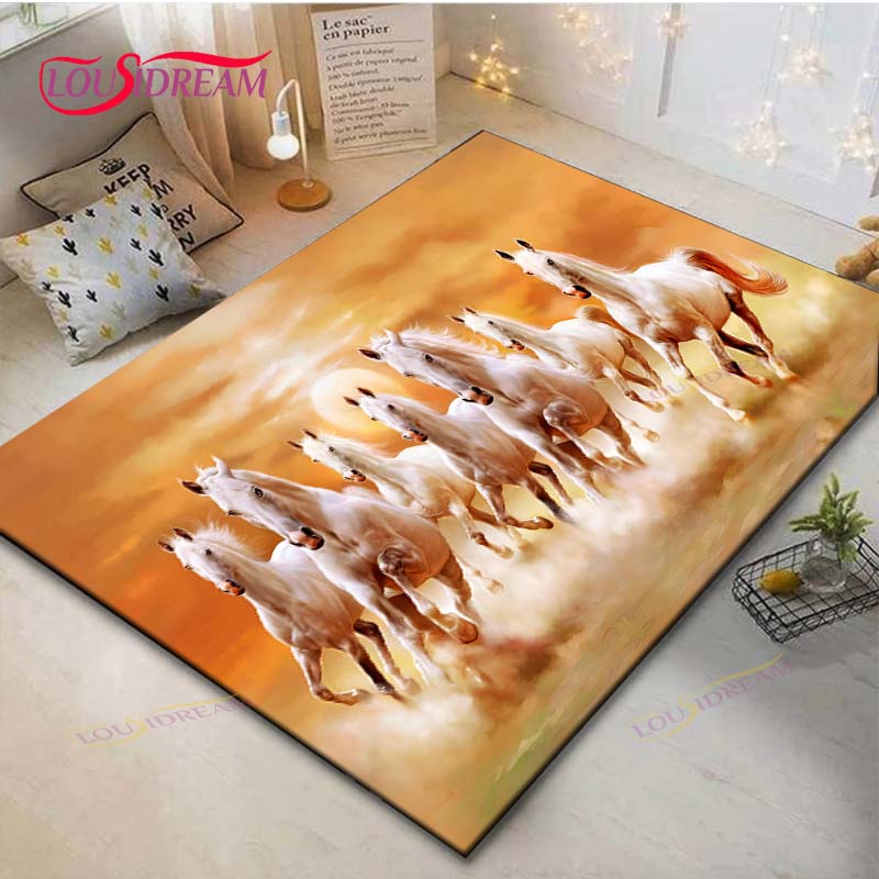 Hot Fashion Classical Galloping Horses Printed Carpet Outdoor Rug Area Rug Non-slip Carpet Bedroom Decor Carpet for Room Gift