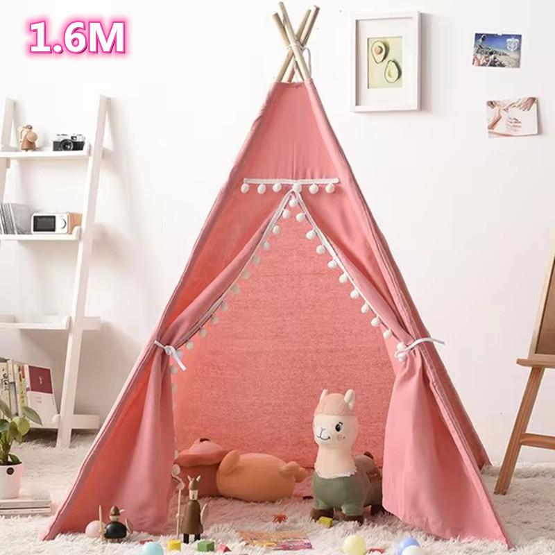 1.6m1.3m Kid Tent Indoor Play House Wigwam for Child Portable Child Tipi Tents Teepee Toddler Ball Pit Girl Castle Play Room