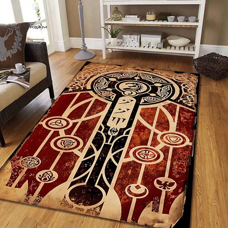 1pc Ancient Totem Print, Design Area Rug - Soft, Anti-Slip, and Durable Gaming Room Decor for Bedroom, Living Room