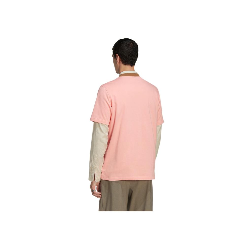 Adidas Originals SS22 Trefoil Ribbed Crew-Neck Short Sleeve T-shirt With Clover Print Men Tops Pink IB3433