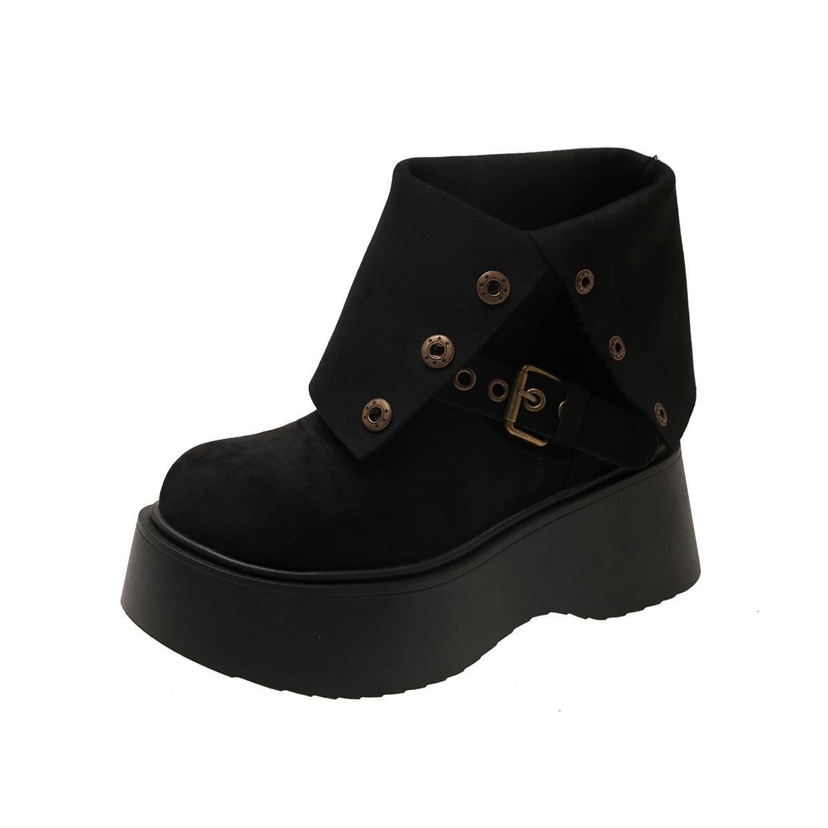 

Женские ботинки в британском стиле на толстой подошве, увеличивающие рост, новинка осени 2025 года, тонкие и удобные, два варианта носки, женские ботинки Maillard на толстой подошве 40 чёрный