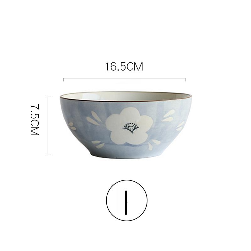 6.5 Inch Porcelain Ramen Bowl Ceramic Noodle Bowl Flower Design Soup Rice Bowl Microwave Safe 800ml