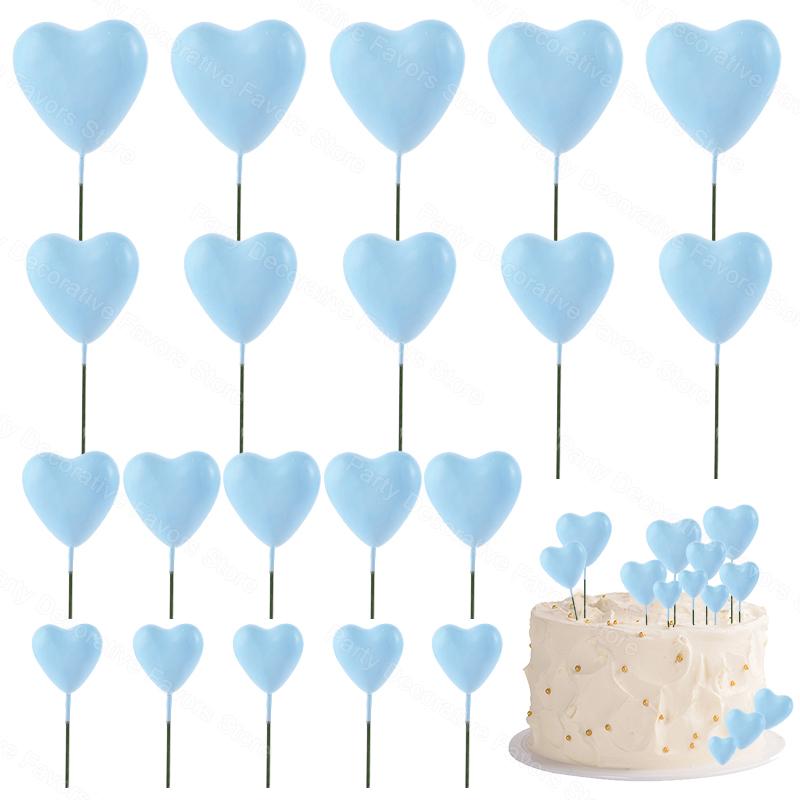 20 Stück 3D Herzform Kuchenaufsatz Mix Größe Liebe Kuchenkugeln Valentinstag Cupcake Flagge Hochzeit Geburtstagsfeier Deko Babyparty