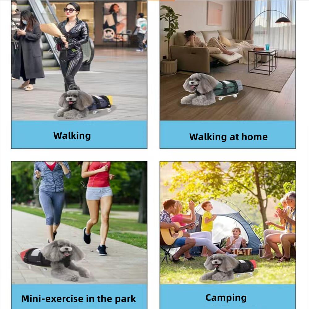 Pet Dog Tow Strap – Scooter Dog Lower Body Towing Bag, Walking Aid For Disabled Dogs With Limb Problems (S/M/L, Red/Blue, With Skateboard)