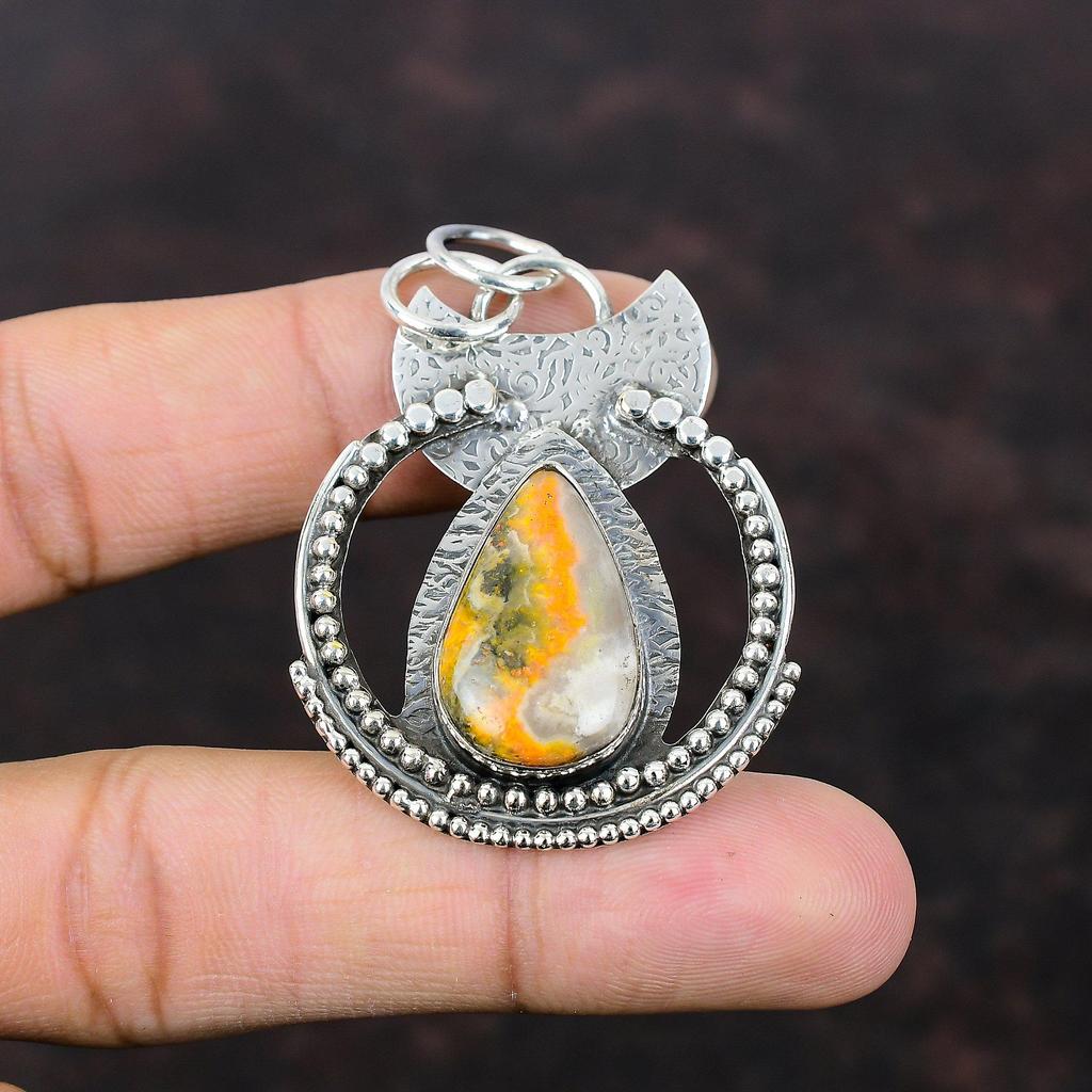 Bumble Bee Jasper Pendant Handmade Boho Style Jewelry 925 Sterling Silver Pendant Genuine Gemstone Jewelry Gift For Friend Beautiful Jewelry