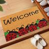 Adorable Cute Ladybug Welcome Doormat Non-Slip Rubber Back Entrance Rug Non-Woven Spring Garden Floor Mat Home Decor