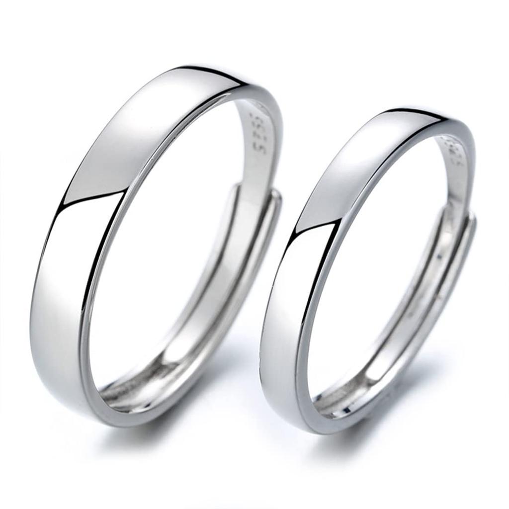 [Rockyu] Men's Ring, Free Size, Sterling Silver 925, Couple's Ring, Popular, Simple, Elegant, Wedding, Engagement Ring, Adjustable Size, Pure Silver R