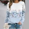 Sonbahar ve kış yeni moda yuvarlak yakalı uzun kollu baskılı zarif gündelik bol kapüşonlu sweatshirt
