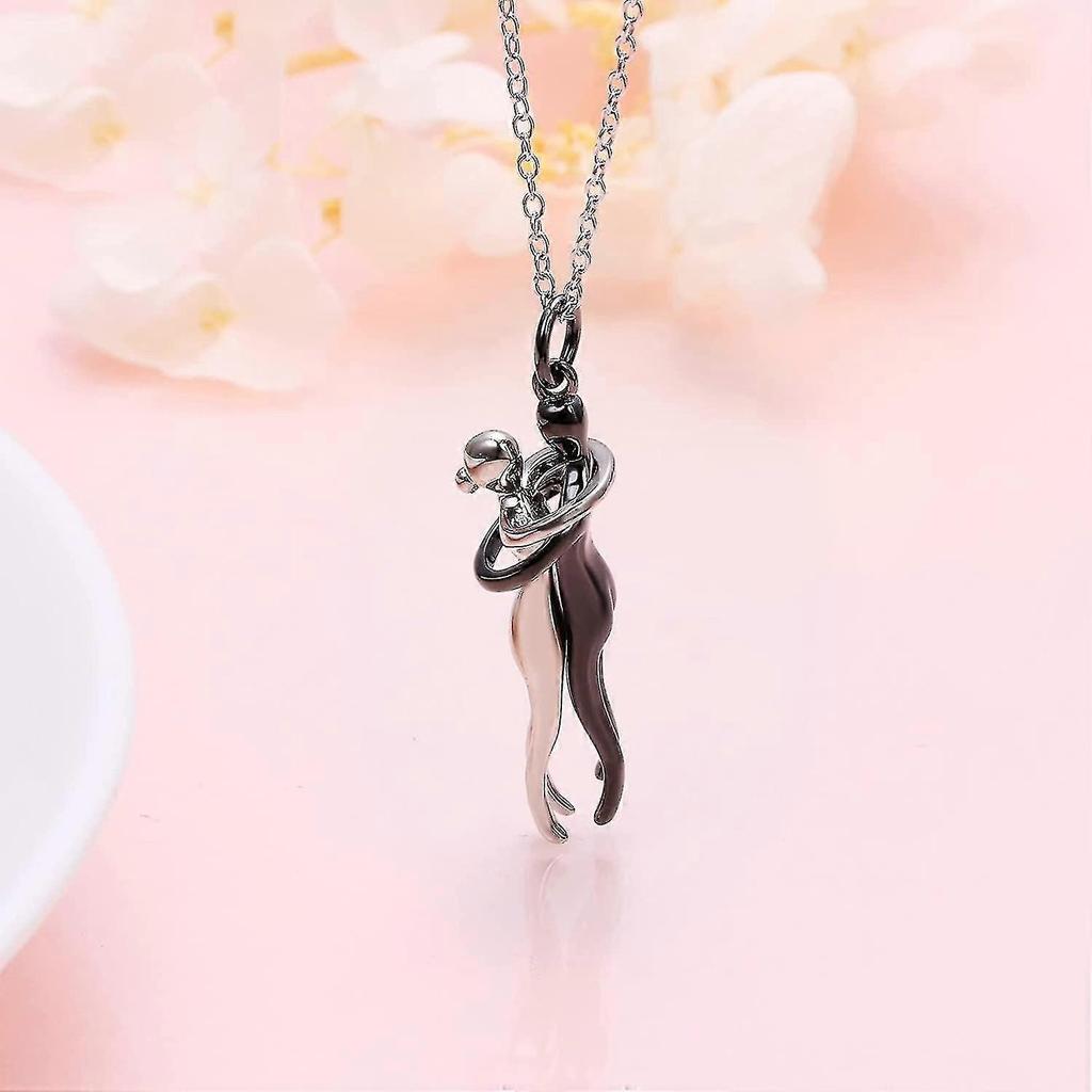 Umarmungs-Paar-Halskette S925 Sterlingsilber Umarmungs-Halskette Geliebter Schmuck für Ihn und Sie, Liebhaber Valentinstagsgeschenk