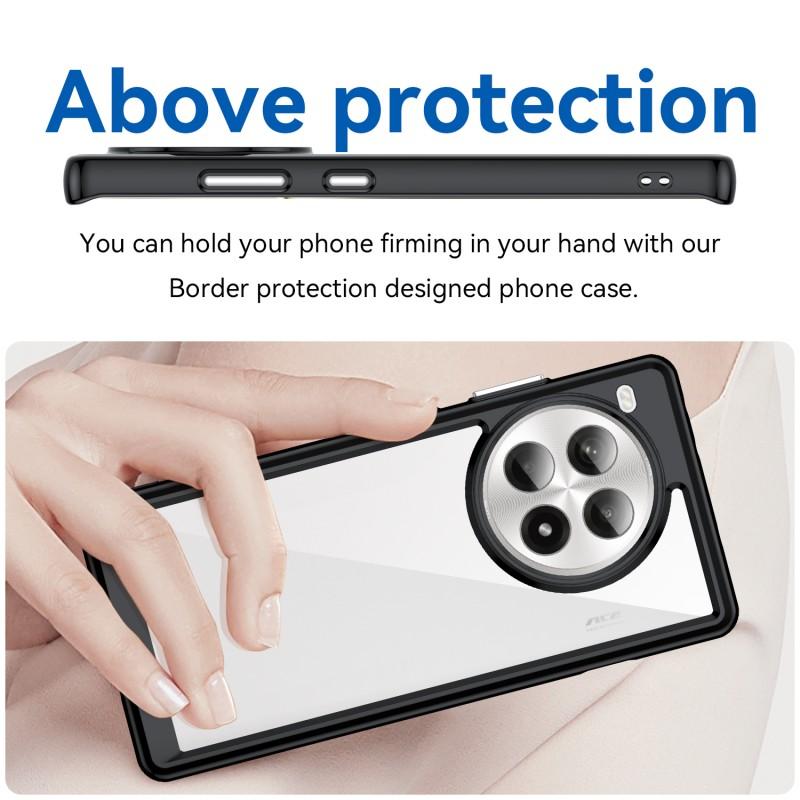 Für OnePlus Ace 3 Pro 5G Handyhülle WANLONFENG XC Serie TPU Acryl Hülle mit gehärtetem Glas (Großes Linsenloch)