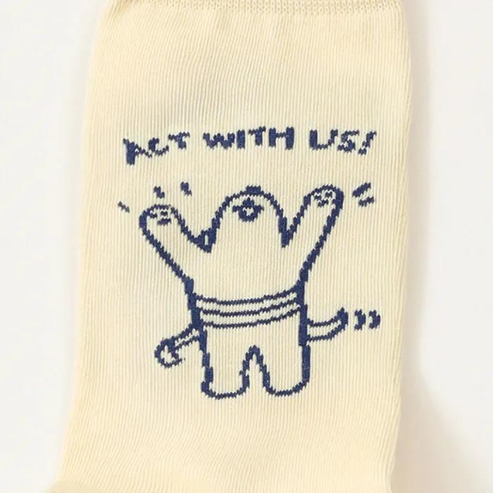 Daon Puppy Doggy Animal Protection Cute Character Organic Fashion Non-compression Long Socks