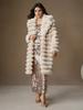 Bulk supply three-dimensional square artificial fur long coat, high-end banquet imitation rabbit fur coat is now available