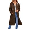 Loose Zip Long Cardigan Jacket Dame hettegenser Lang frakk med lomme