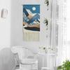 Alynsehom Macrame Woven Wall Hanging Tapestry Boho Wall Art Moon Mountain Chic Home Decor Bohemian Aztec Apartment Dorm Room Backdrop Decoration