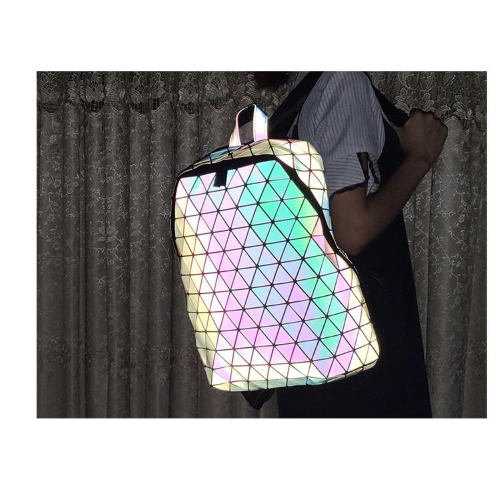 Fashion Backpack Geometric Rhombus Inverted Triangle Symphony Mountaineering Bag Triangle Piece Rhombus Color Changing Luminous Backpack