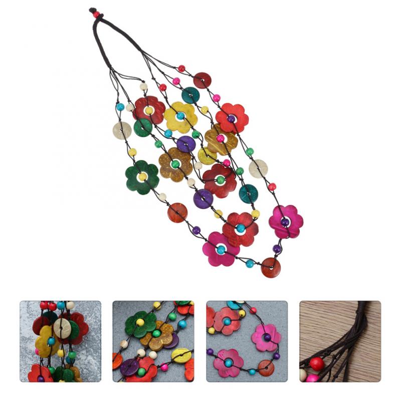 Bohemien Damenkette Ethnisch Retro Kokosnussperlen Bunt