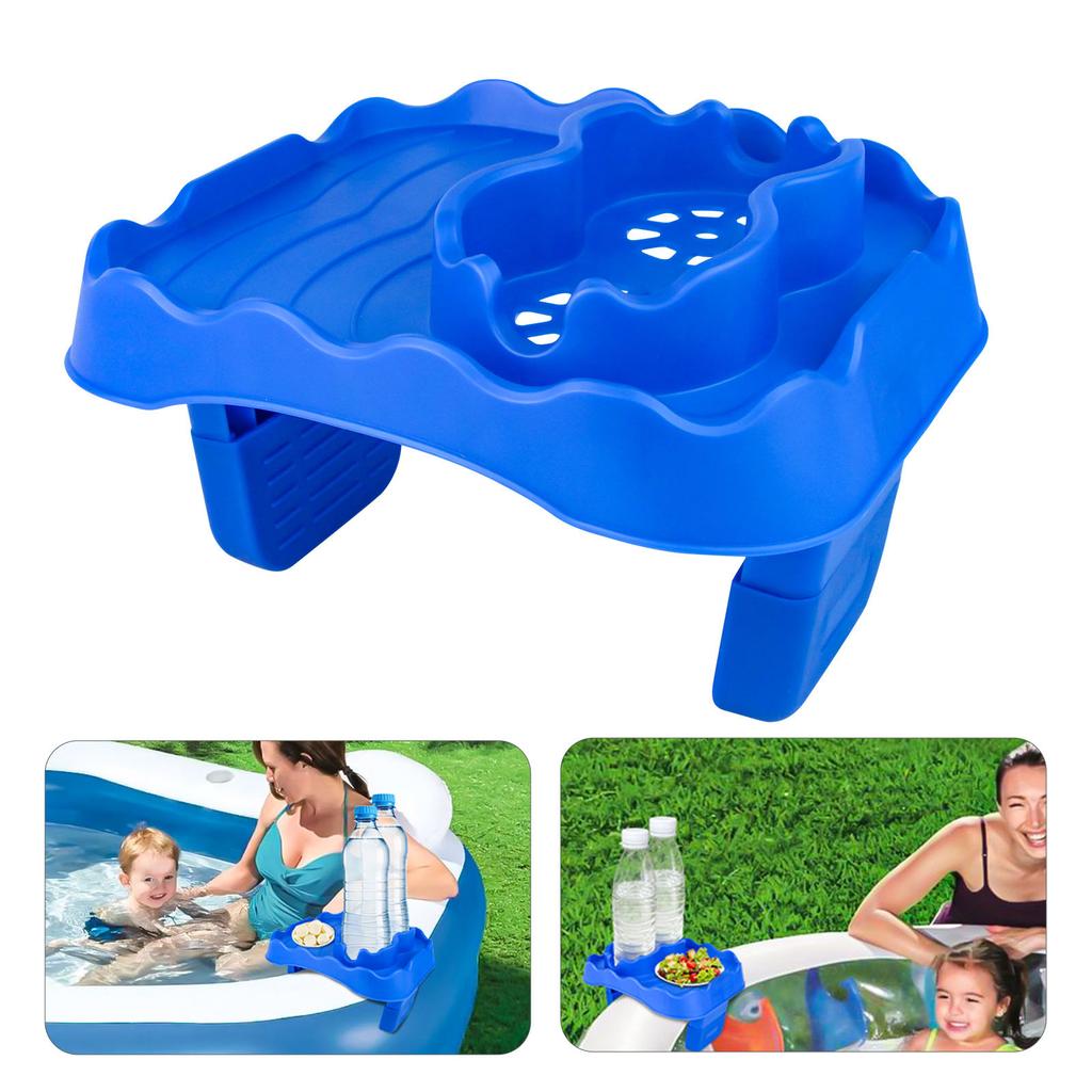 Hot Tub Table Tray with Drain Holes Anti Slip Adjustable Hot Tub Side Table for Swimming Pools SPA Bathtub Blue