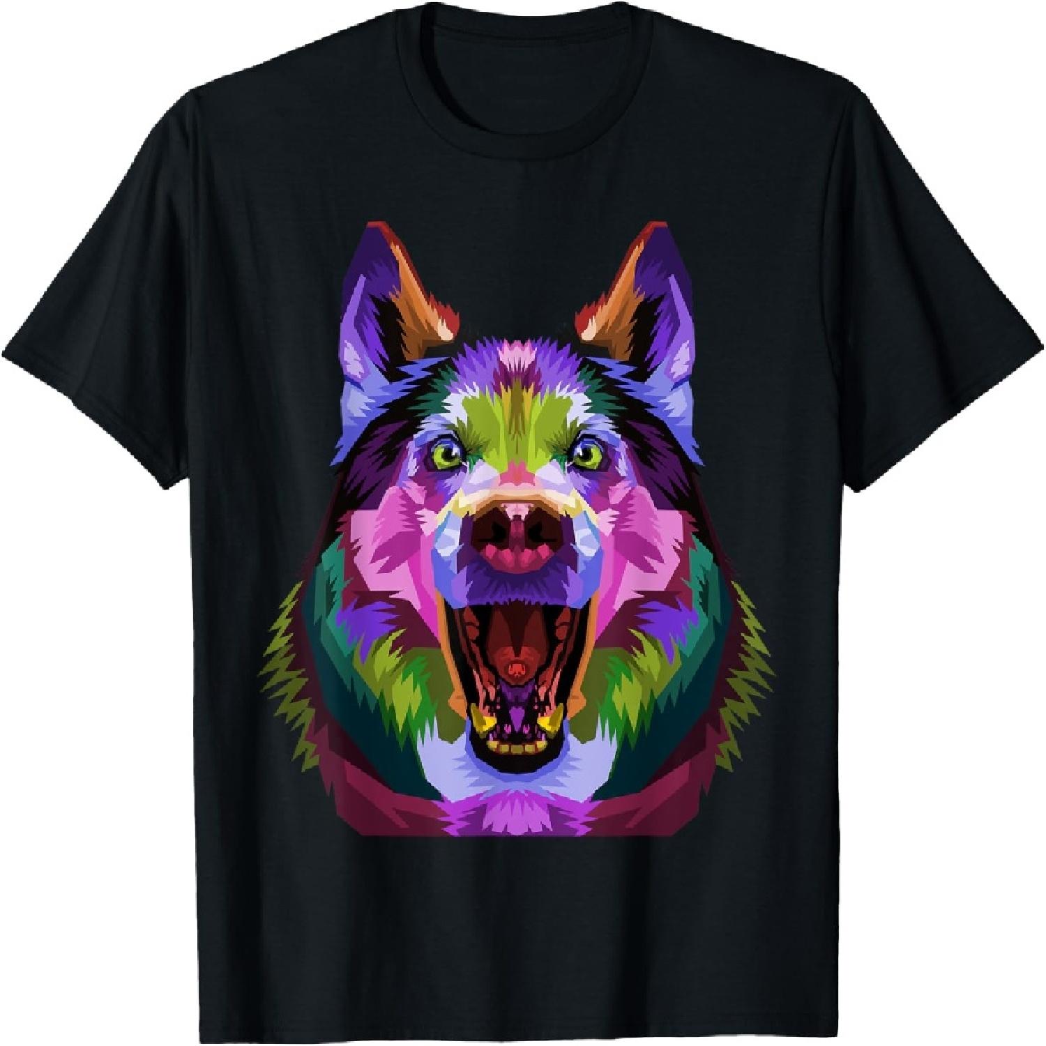 Husky Colorful Pop Art Portrait For Dog Owners Chukcha Sibe T-Shirt XXXXXL разноцветный