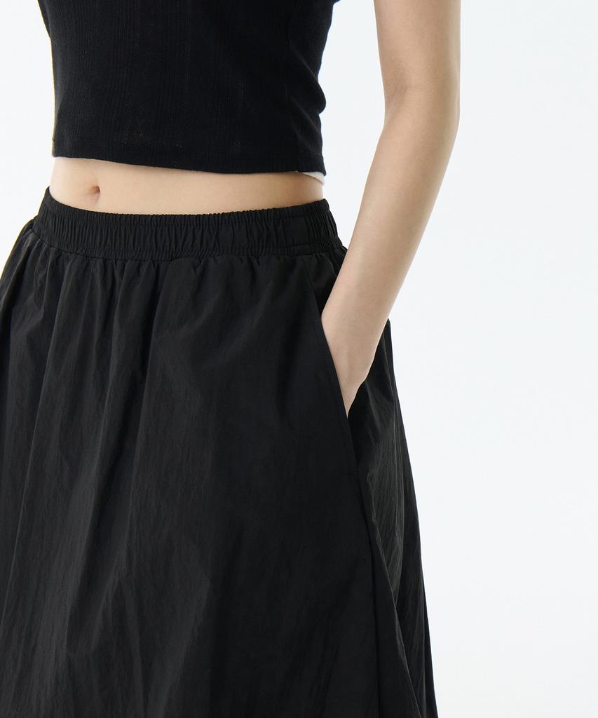 MUSINSA STANDARD WOMAN Women'S Balloon Elastic Long Skirt [Black]