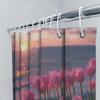 Elegant Sunset Tulip Shower Curtain for Bathroom Decor - Vibrant Pink Flowers and Serene Waterproof Polyester Fabric Easy-Clean