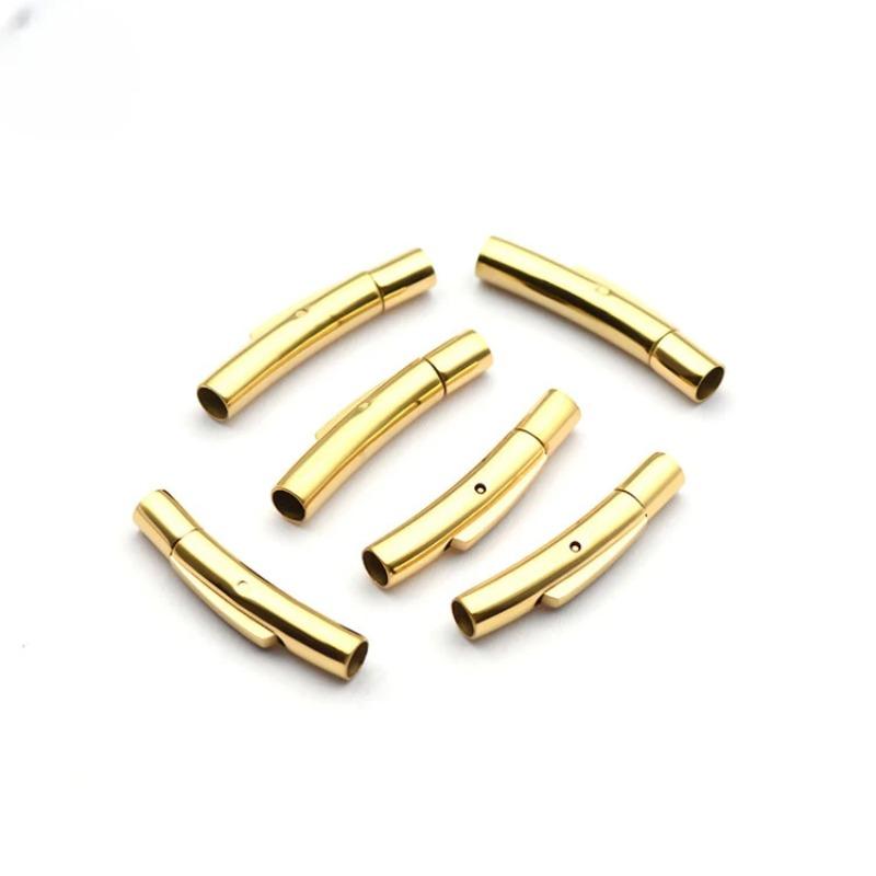 5Pcs/Lot Stainless Steel Snap Push Buckle Leather Cord Bracelet Spring Buckle Titanium Steel Jewelry Findings Wholesale