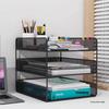 A4 Paper Storage Box & Office Desk Organizer, Multi-layer Metal Bookshelf & Document Holder.