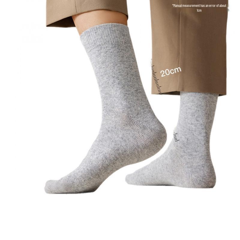 Men's Wool Mid-Calf Socks: Antibacterial, Odor-Resistant, Sweat-Absorbing, Heat-Generating, Thickened for Autumn & Winter