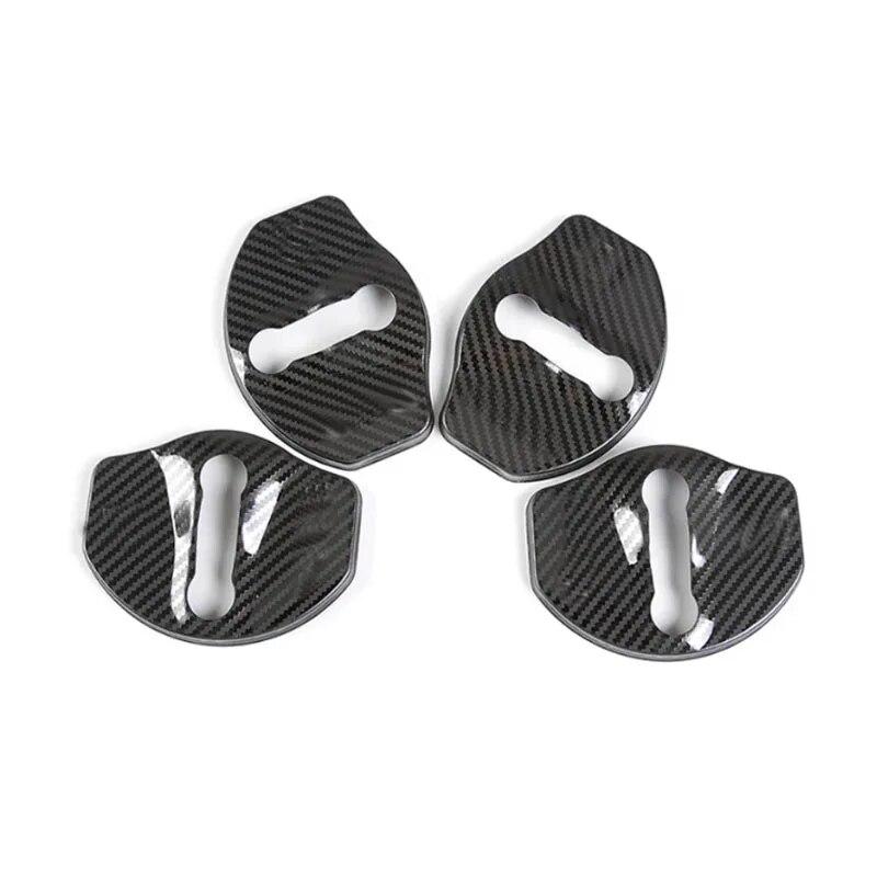 My Good Car Model 3 Türschloss-Abdeckung, Innenzubehör, Edelstahl-Abdeckungspaket, 4 Stück, für Tesla Model 3 2017 2018