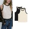 MD Spring New Arrival Easiest for Match Crew Neck Casual Bottoming Sleeveless Color Contrast Patchwork Vest T-shirt Tops 6825542